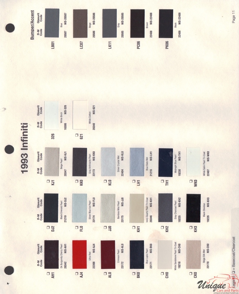 1993 Infiniti Paint Charts RM
